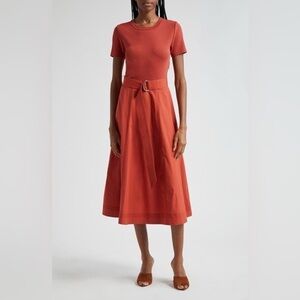 Veronica Beard $448 Facia Mixed Media Stretch Cotton Dress